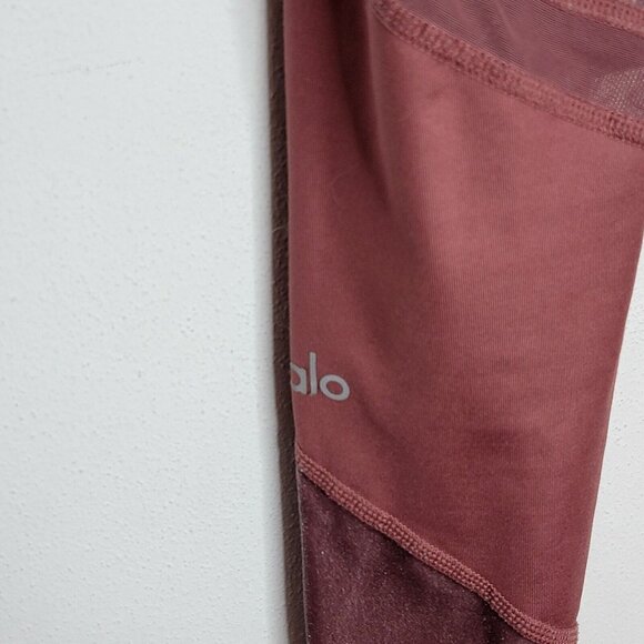 Alo Medium Alosoft Leggings Velvet Mesh Mauve Pink Women's‎ Athletic Sheila - Picture 4 of 6